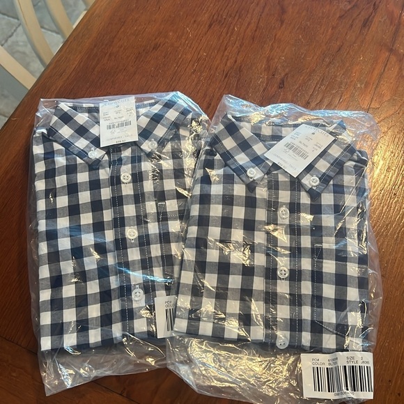 Crewcuts x J. Crew Kids' Navy Long-Sleeve Flex Checkered Washed Shirt Gingham - Picture 7 of 8